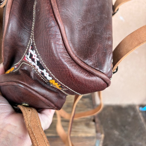 Hand Crafted Moroccan Boho Leather Backpack - Picture 9 of 14